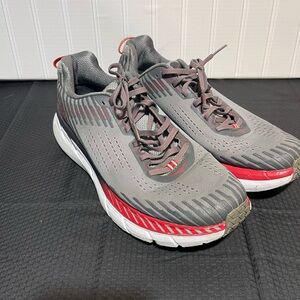 Hoka Charcoal and Crimson Running Shoes size 12 Great Shape